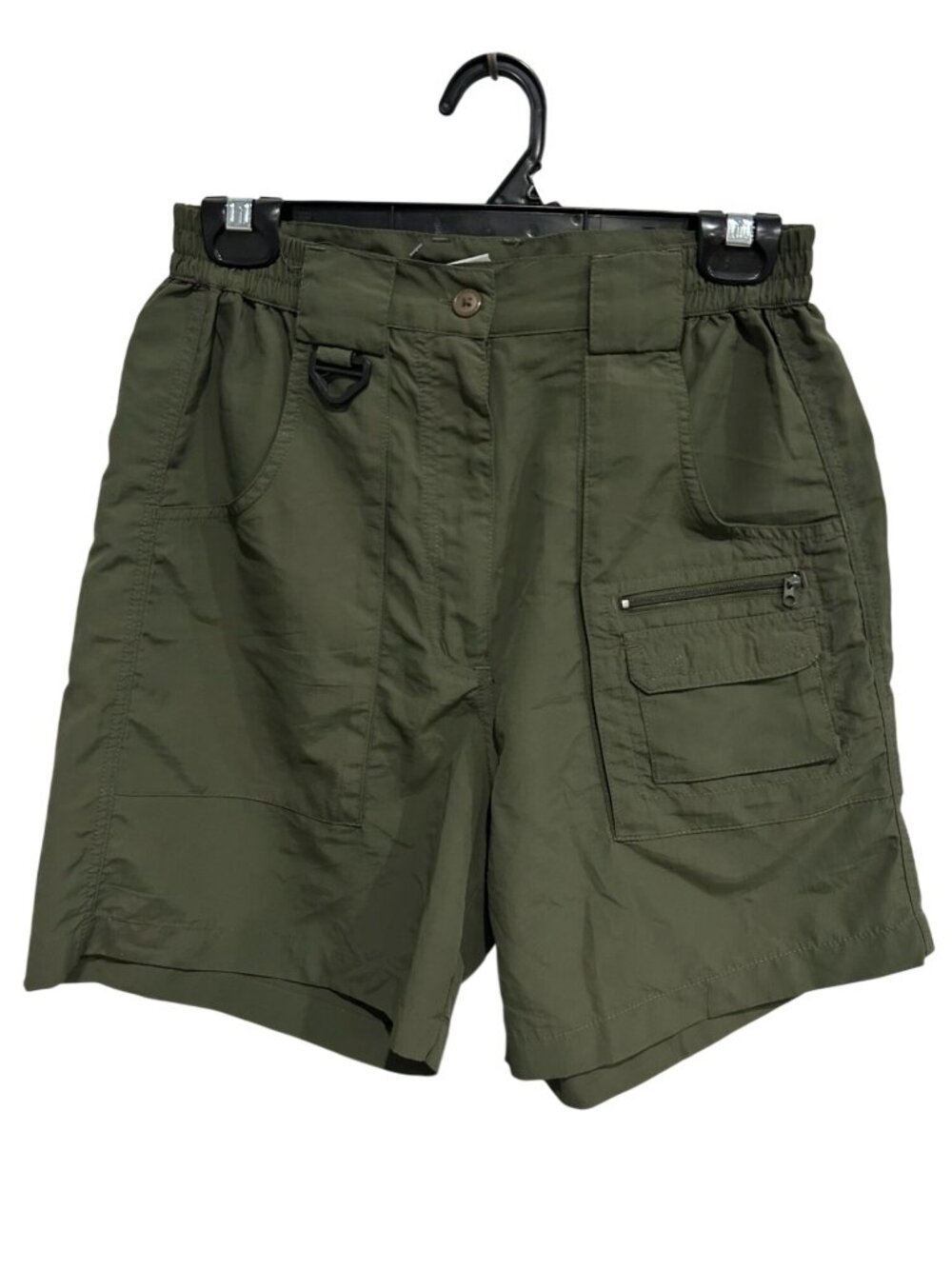 Green Nylon 6 Cargo Shorts Elastic Waist Outdoor Goblincore Naturecore